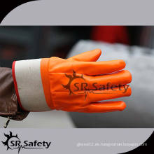 SRSAFETY Orange schwere PVC-Handschuhe PVC-Handschuhe Sicherheitshandschuhe Arbeitshandschuhe Silikon-Fingerhandschuh